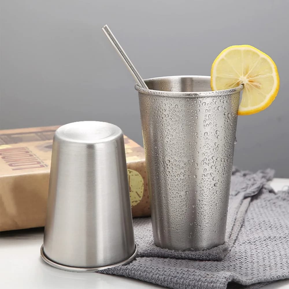 Bicchieri in acciaio inossidabile con succo di birra, bicchiere portatile, metallo pinta, tazza da cucina, fornitura Bar, 500ml