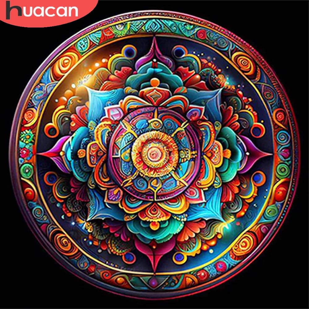 HUACAN Mandala Diamond Painting Complete Kit 5D DIY Full Mosaic Flower Embroidery Creative Hobbies Home Decor