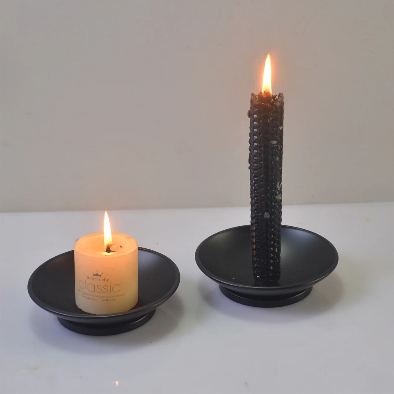 Portacandele in lamiera di ferro della collezione Home, targa a candela in ferro decorativo nero, portacandele piedistallo per LED e cera Ca