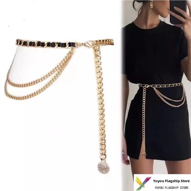 Cintura a Catena Dorata da Donna, Accessorio per Abito, Catena in Vita alla Moda, Sensazione di Lusso, Nuovo Stile, Cintura da Donna