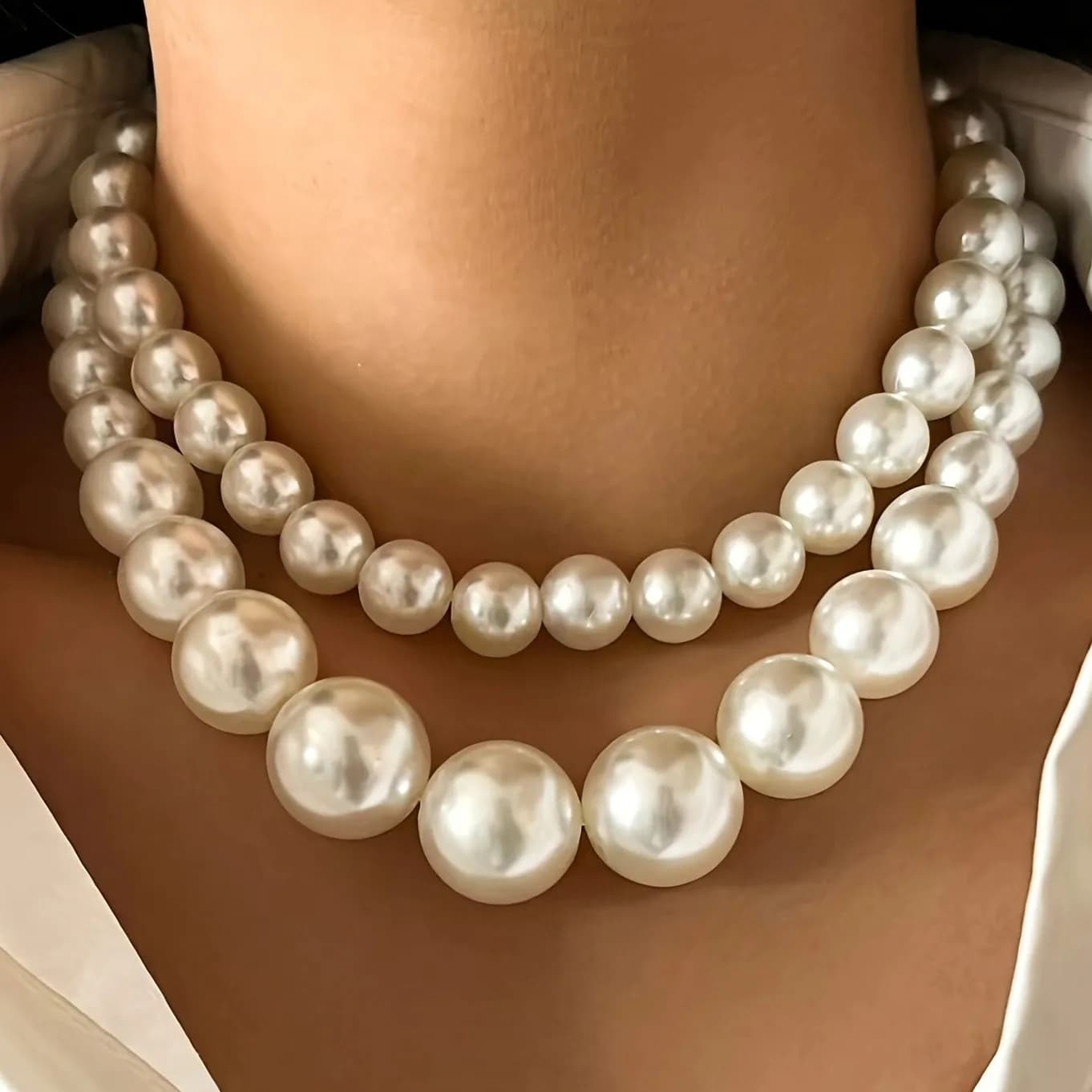 Elegant 2pcs/set Imitation Pearl Beaded Choker Necklaces Collar for Women 2026 Wedding Bridal Party Jewelry Gift