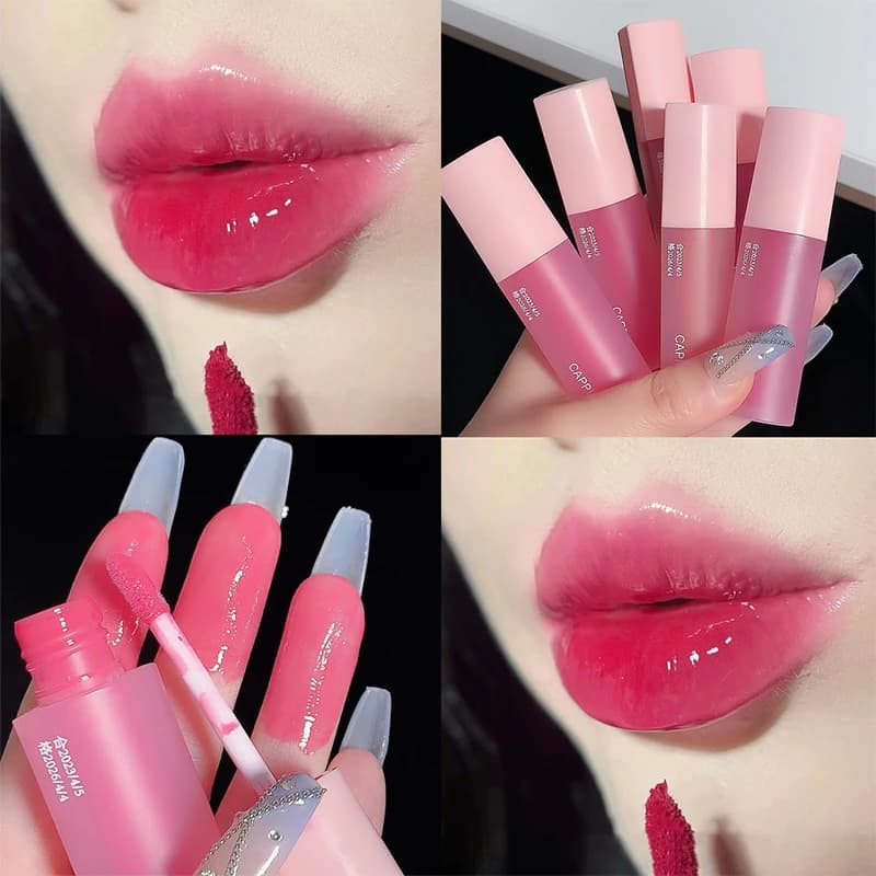 Lucidalabbra Cappuvini con Design a Cuore, Effetto Specchio e Acqua, Trasparente - Idratante