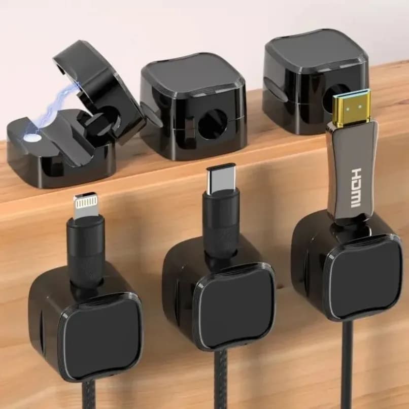 Clip Organizzatori per Cavi Magnetici 5/10 Pezzi, Supporto per Cavi USB con Adesivo Magnetico Forte per Uso Domestico e in Ufficio