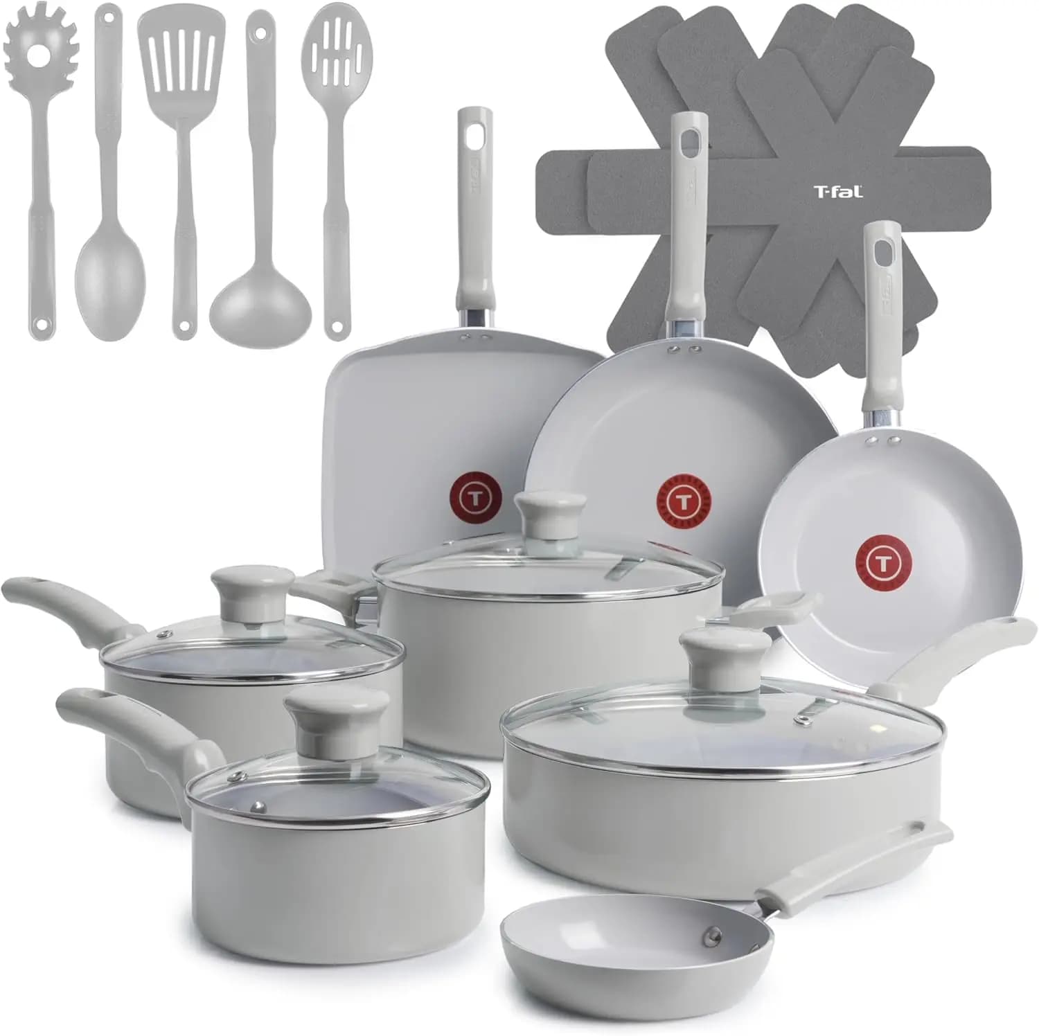 Set di Pentole Antiaderenti da 20 Pezzi con Pentola, Piastra, Padelle e Utensili per una Cucina Facile
