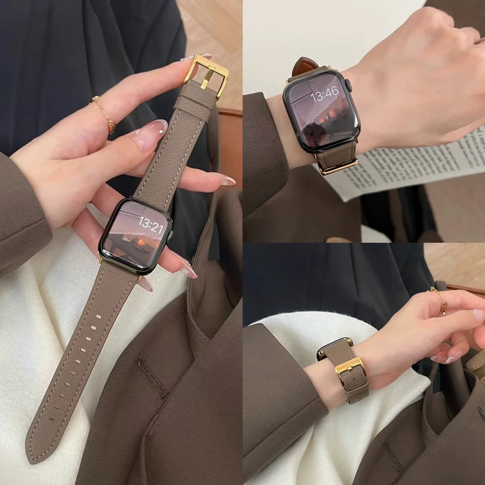 Leather Loop For Apple Watch Band For Women Sport Correa 38mm 40mm 41mm 42mm 44mm 45mm 46mm 49mm Strap