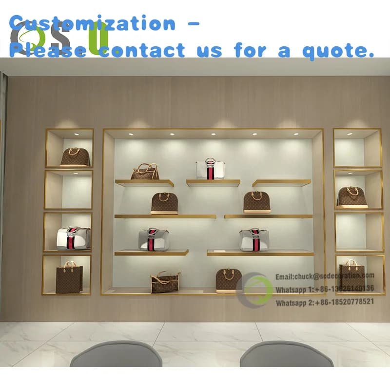 personalizzato. Scaffale in metallo per indumenti in acciaio inossidabile Boutique Shinny Espositori per abbigliamento Borse Espositori per abiti per negozi di profumi
