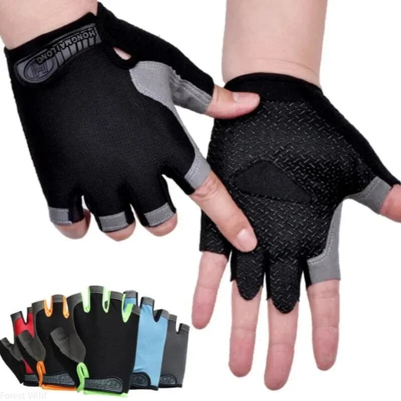 Anti Slip Shock Absorbing Fingerless Gym Gloves 1Pair For Training Weight Lifting Cycling Sports Fitness Equipment Kit Set