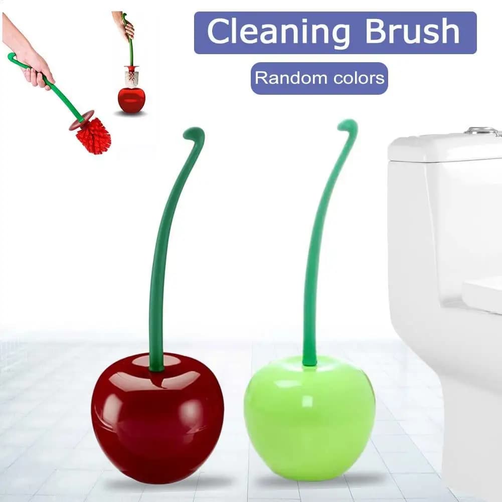 Set Spazzola per WC Creativa a Forma di Ciliegia con Supporto, Accessori per il Bagno
