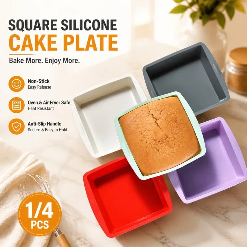 Teglia Quadrata in Silicone Antiaderente per Brownie con Manico Antiscivolo, Adatta per Forno e Friggitrice ad Aria, Perfetta per Cuocere Torte