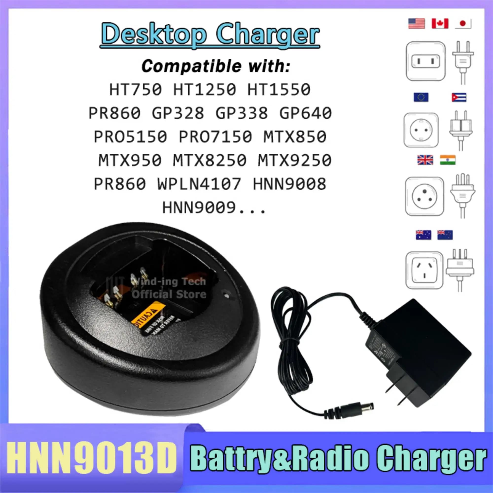 Caricabatterie da tavolo HNN9013D, caricabatterie HNN9008 compatibile con walkie-talkie MTX850 GP280 PRO5350 PRO7350 GP320 GP339, con spina EU US UK AU