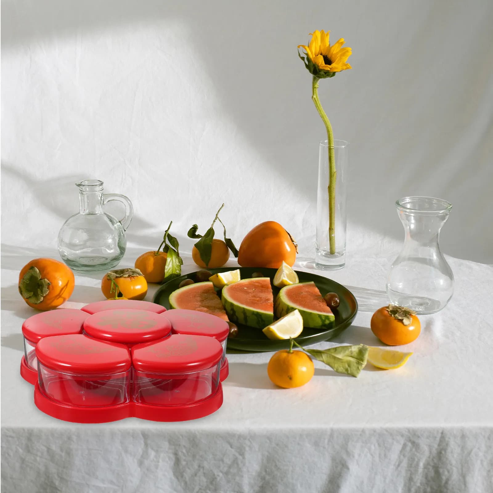 Contenitore per Snack con Divisori, Vassoio in Plastica con Scomparti per Caramelle, Frutta Secca, Cioccolato, Ideale per Feste e Condivisione
