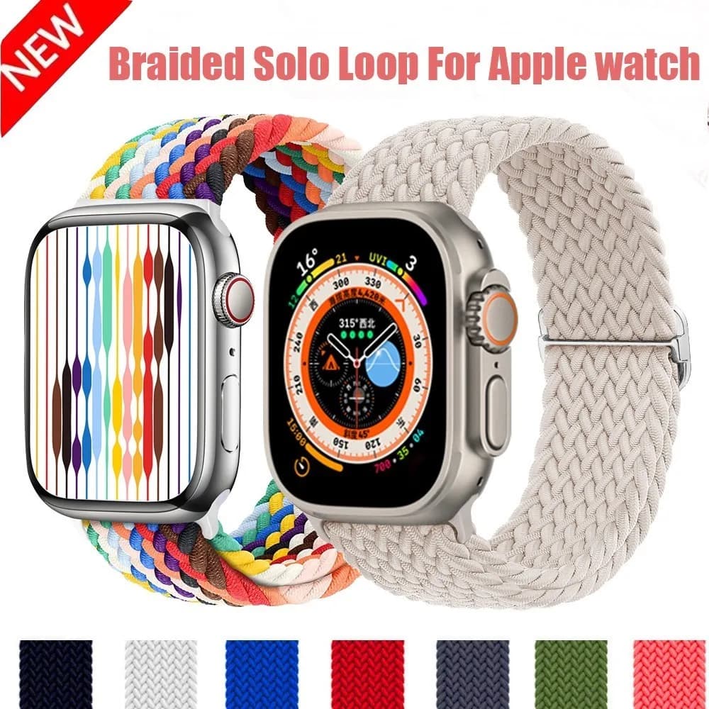 Solo Loop braided for Apple watch 40mm 49mm 41mm 38mm 44mm 45mm stretch nylon bracelet iWatch ultra 2 series 10 9 8 if band