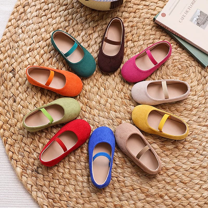 Nuove Scarpe Mary Jane per Bambini 2026, Ballerine Multicolore in Camoscio per Bambine, Suola Morbida Antiscivolo, Scarpe Casual per Bambini