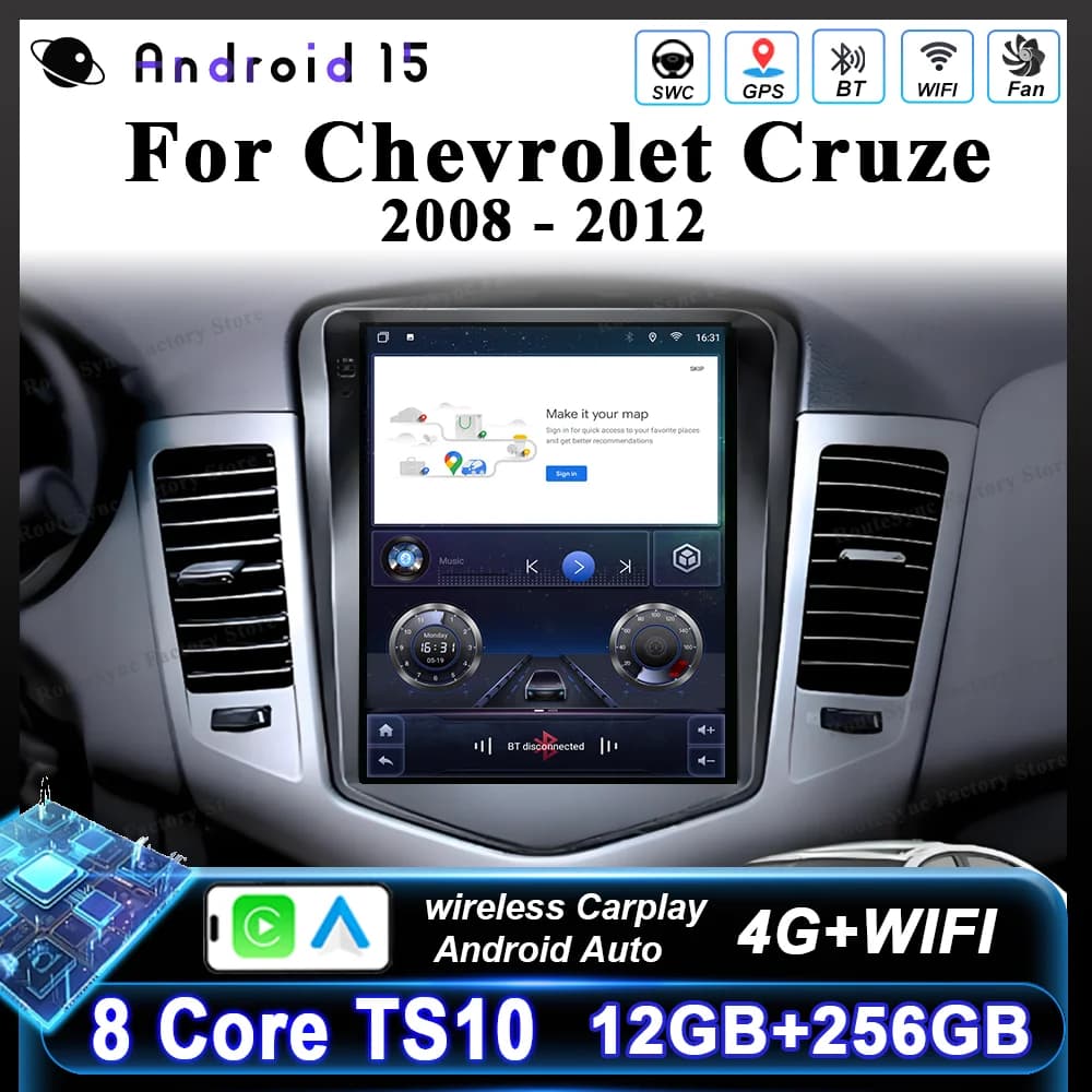 9.7 “ Android 15 Car Radio Stereo Multimedia Player For Chevrolet Cruze J300 2008 -2012 Auto GPS Navigation carplay NO 2Din DVD