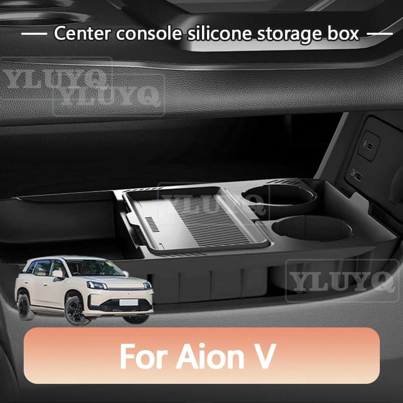 For Aion V center console lower storage box, car double-layer storage pouch, dedicated silicone interior accessory
