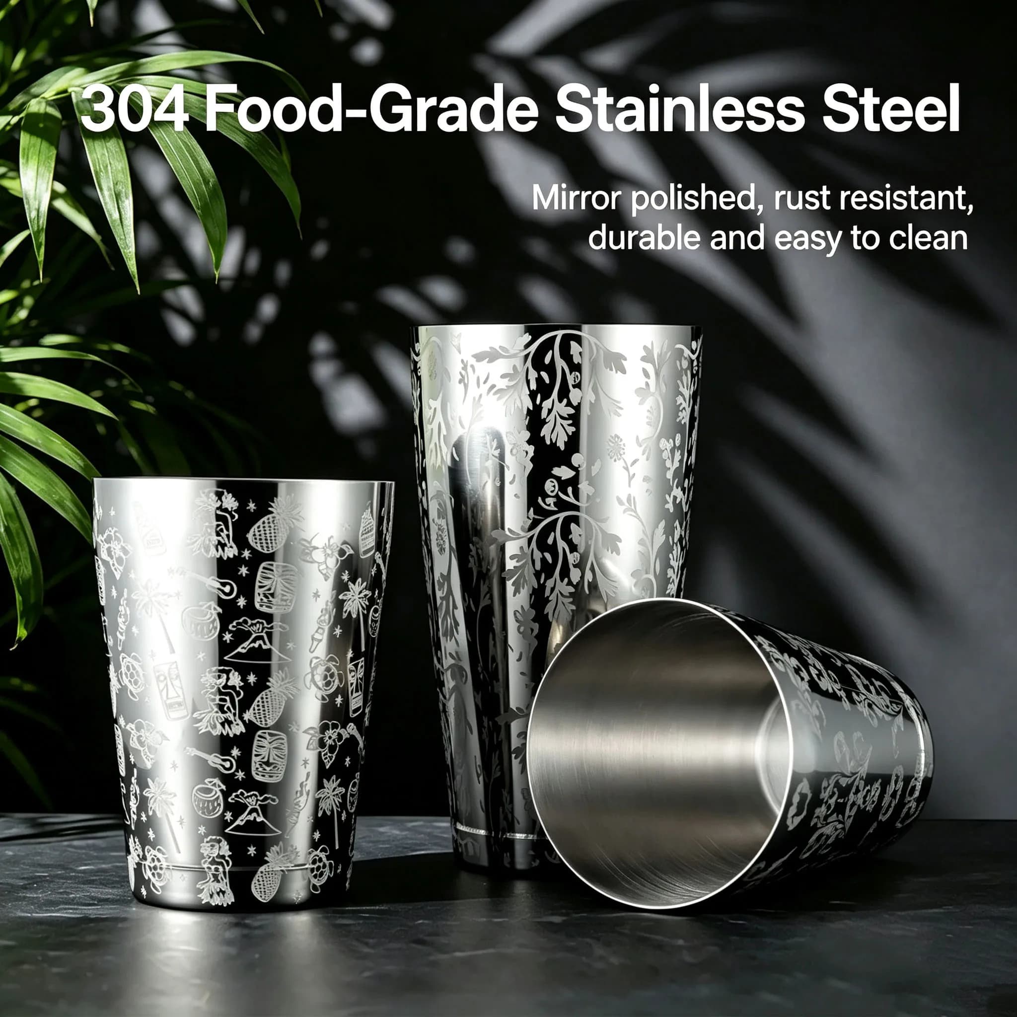 Bar Cocktail Shaker Boston Shaker Stainless Steel Pro Weighted Engraving Shaker Bar Accessory Bartender Tools For Home And Bar