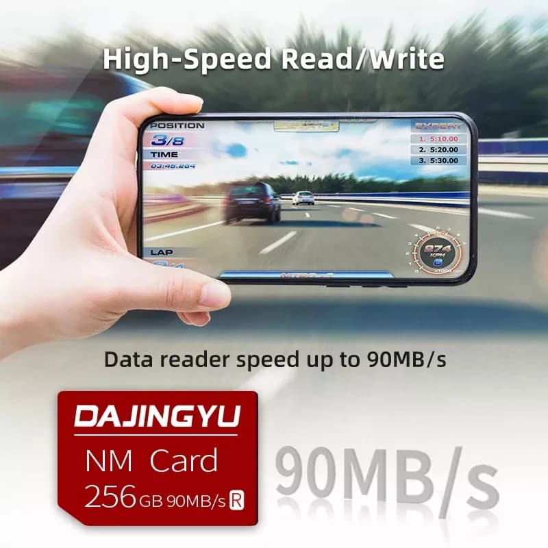Scheda Micro SD di memoria nano 64 GB 128 GB 256 GB 90 Mb/s NM Ncard compatibile con telefoni cellulari HUAWEI Y9a Mate 60 50 P60 P40 pro Lite