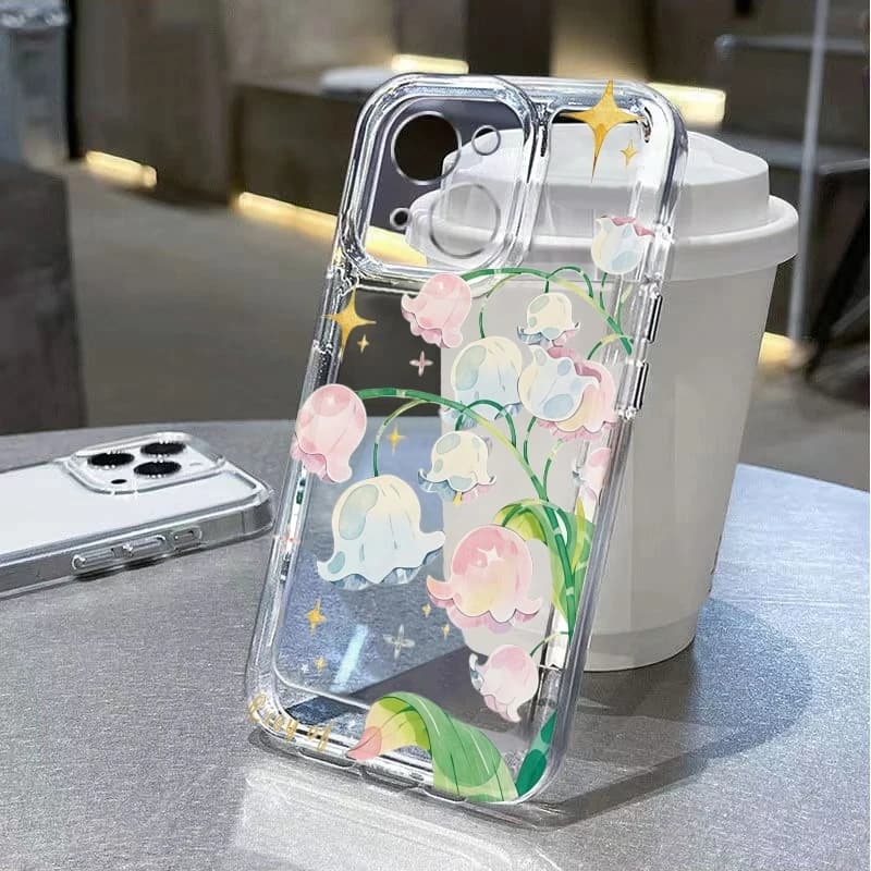 Watercolor Lily Valley Phone Case For iPhone 17 Air 16E 16 15 14 11 Pro Max Plus 13 12 Mini 8 7 X Transparent Shockproof Cover