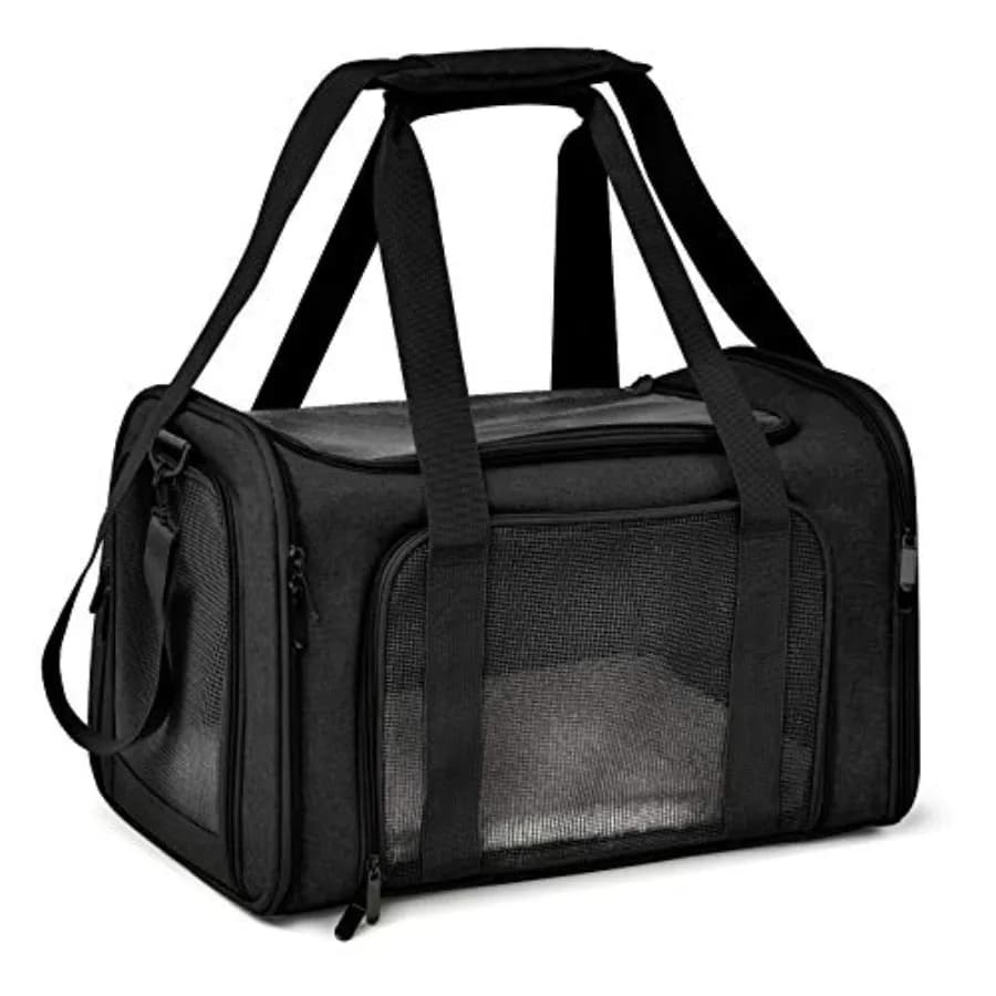 Trasportino Morbido Grande per Gatti e Cuccioli fino a 11 kg - Trasportino da Viaggio Pieghevole Impermeabile - Nero
