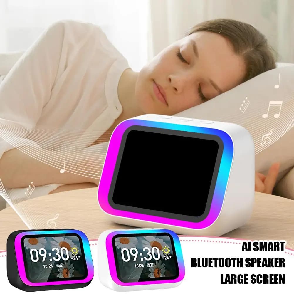 Smart Alarm Clock Bluetooth Speaker Weather Display Night Light Music Story Reader Photo Frame Perfect Gift APP Bluetooth