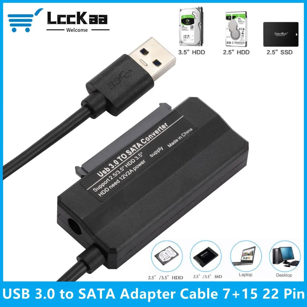 Adattatore cavo da SATA a USB 3.0 cavo da USB 3.0 a SATA supporto 7 + 15 22 Pin per connettore disco rigido SSD HDD esterno da 2.5 pollici 3.5