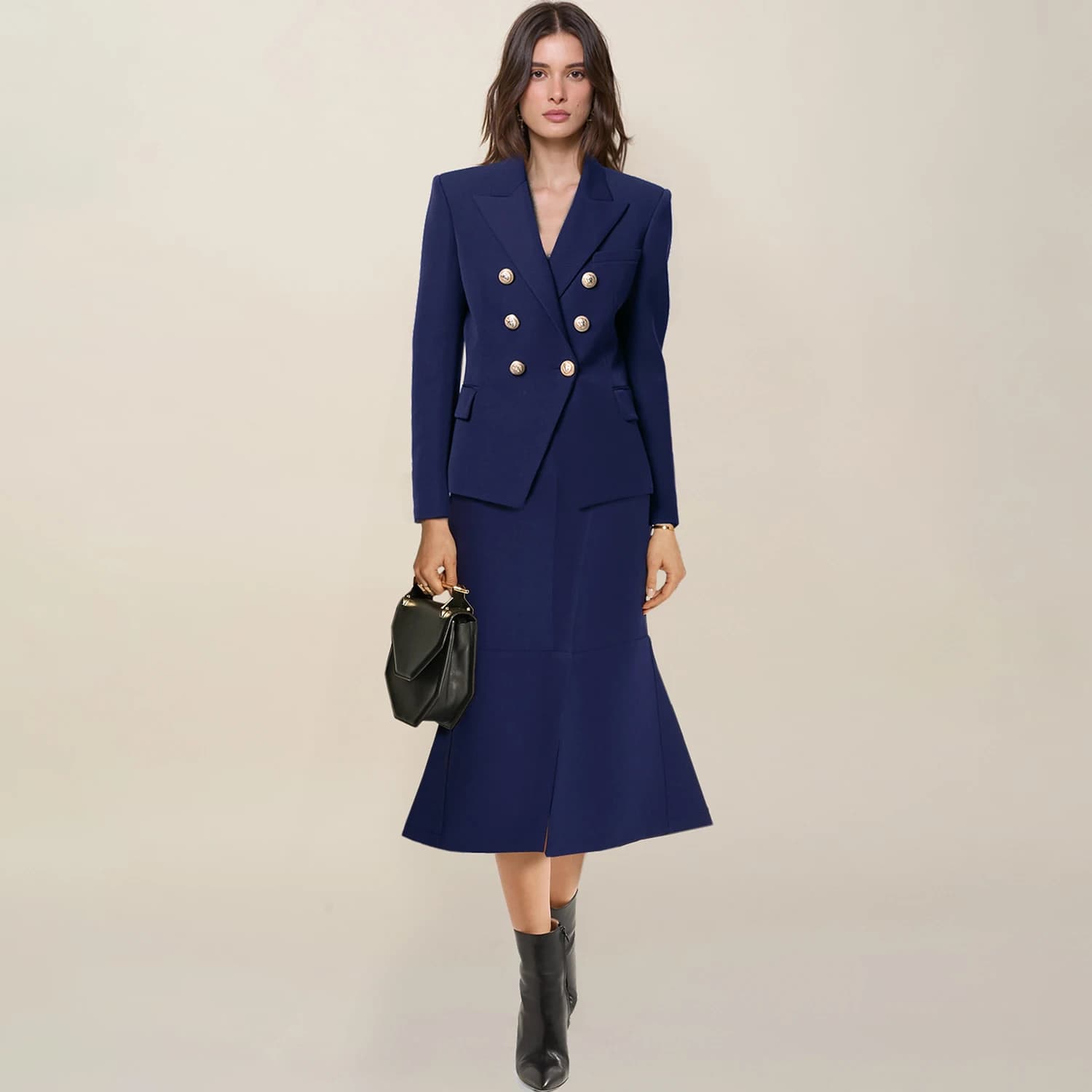 Allingentle Abito con gonna blazer doppiopetto Set da 2 pezzi da donna Elegante gonna corta Abiti da ufficio per feste aziendali Personalizza