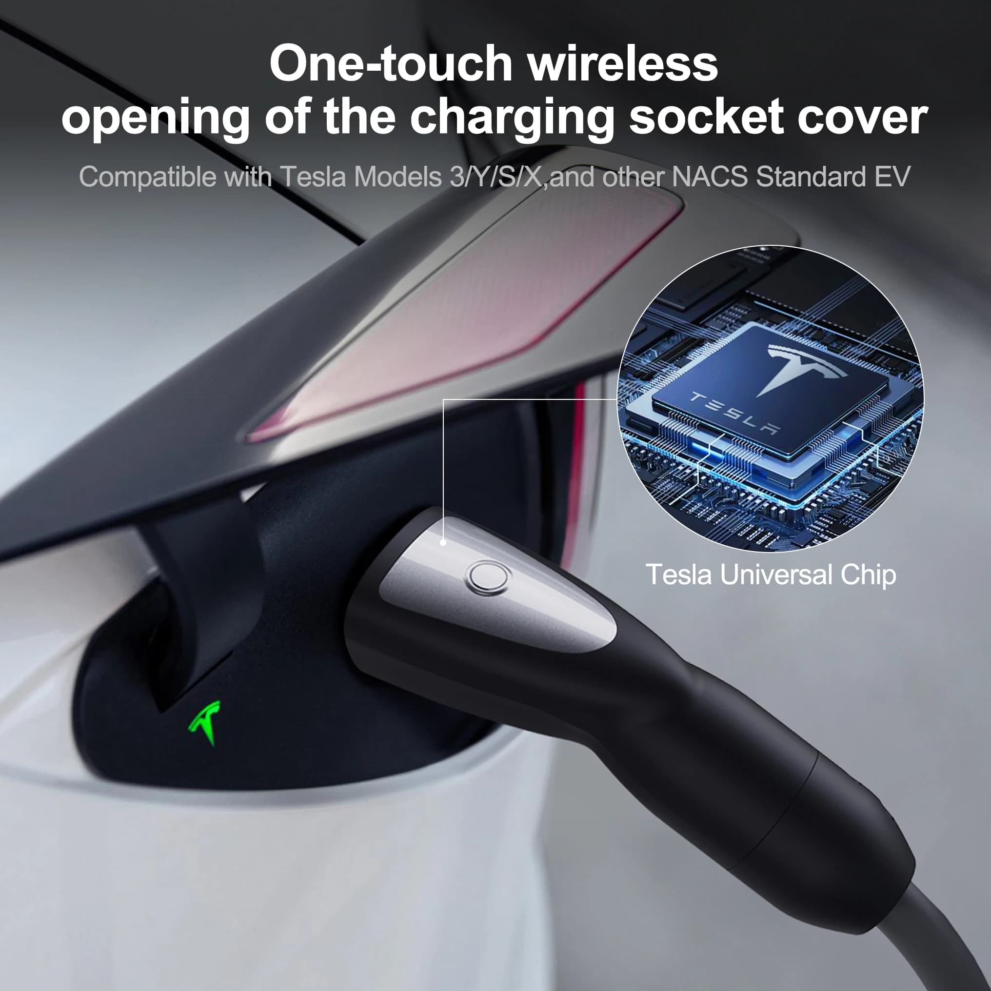 EV Feyree TS-NACS charging socket with wireless opening at a touch of coverage, 16A 32A 40A 50A, for car side, compatible with 3 X Y S models