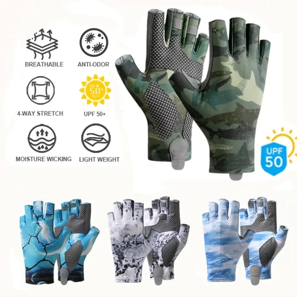Men's Elastic Fishing and Cycling Gloves - Professional breathable gloves that absorb sweat, non-slip without fingers with sun protection