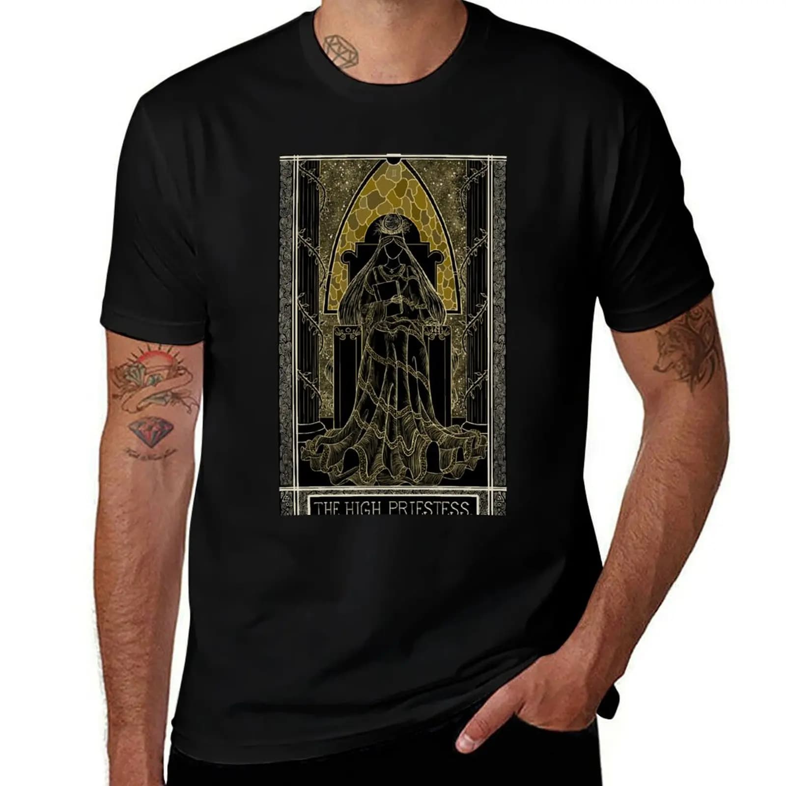 The Kinner Tarot Deck Tarot Card: T-shirt The High Priestess, maglietta traspirante a maniche corte per palestra