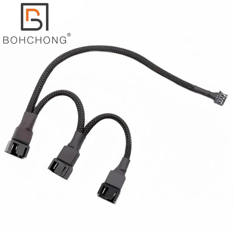 Scheda grafica con maniche nere PH2.0 Mini cavo di alimentazione ventola CPU da 4 pin a 3 porte 4 pin PWM Daisy Chain per radiatore GPU-40 cm + 10 + 10 cm