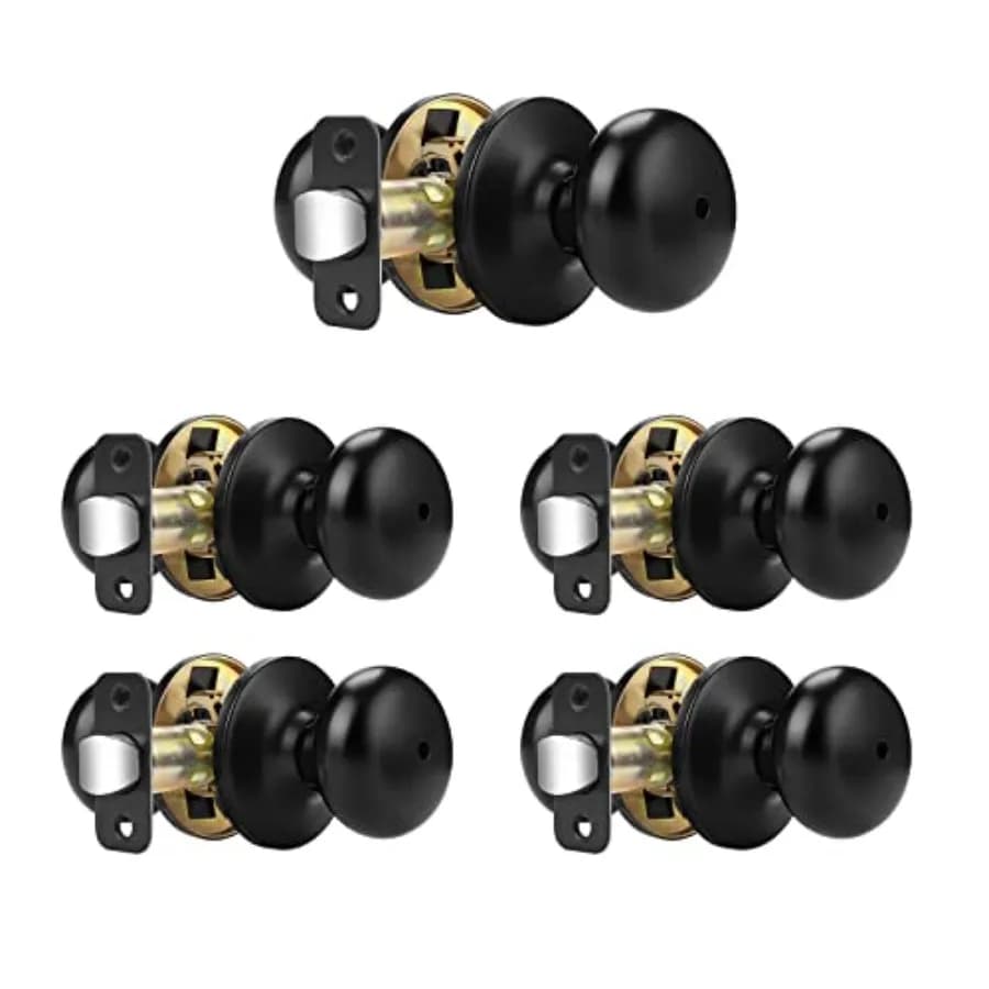 Maniglie per Porte con Serratura, Moderne Maniglie Rotonde per Interni/Esterni Senza Chiave per Camera da Letto e Bagno, Classiche Maniglie Opache