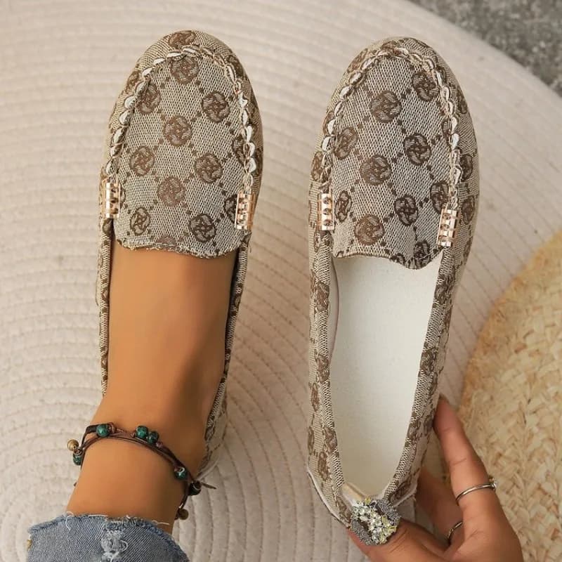 Scarpe Basse da Donna di Lusso con Stampa, Mocassini Casual da Esterno, Sneakers Morbide da Tennis, Calzature Femminili da Esterno, Taglie Forti