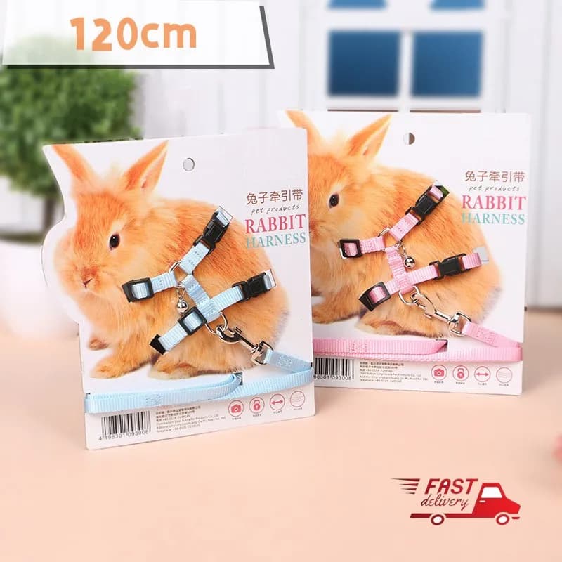 Guinzaglio per imbracatura morbida per conigli da 120 cm con campana Accessori per corda di trazione regolabile per coniglietto da compagnia Chinchilla Cavia Run Walk