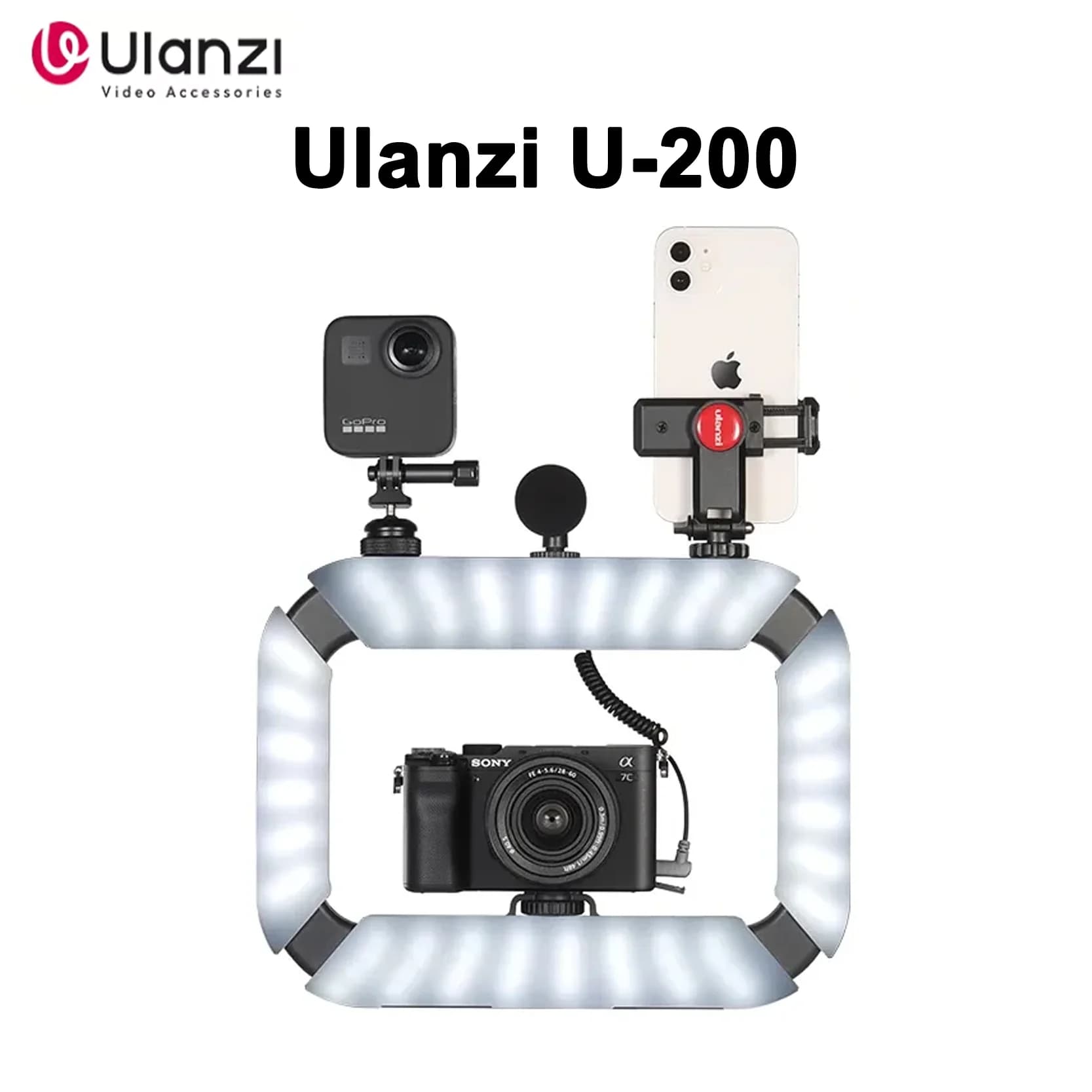 Ulanzi U- 200 Smart Phone Video LED Complementary light with cold-slip microphone connector Suitable for Tiktok Youtube Live