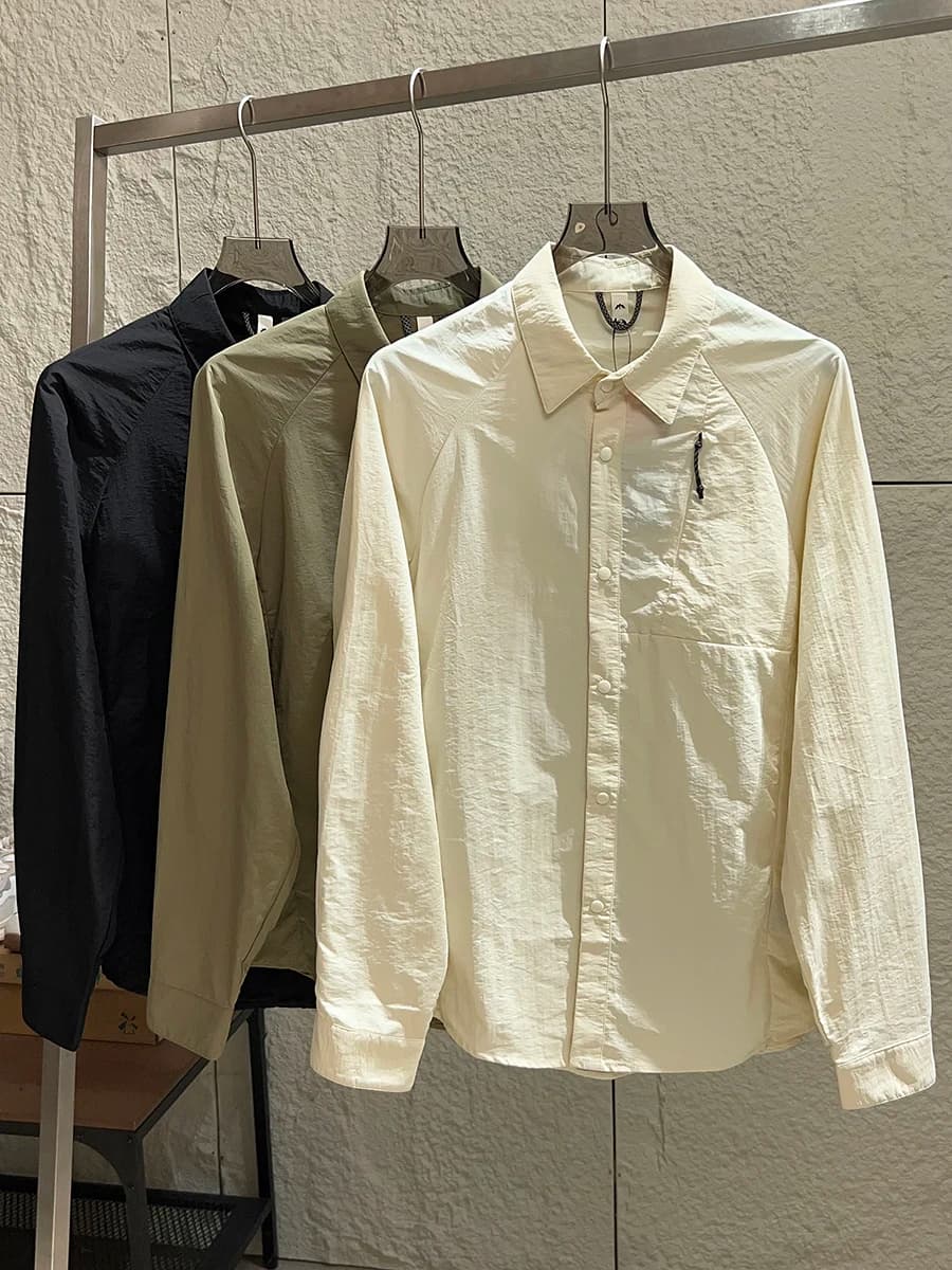 Outdoor Men's Casual Long Sleeve Shirt Jacket Water-Resistant Quick-Dry Autumn Polyester Fiber Youth Fashion Breathable Skin-...