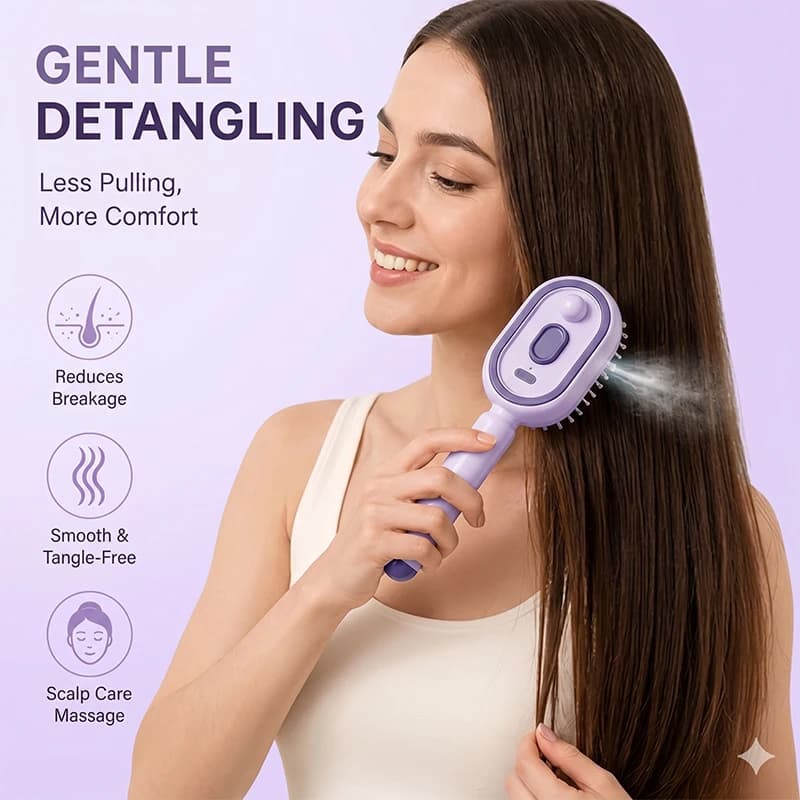 650nm Red Light Spray Hair Comb, Scalp Cleansing Massager, Moisturizing Spray Hair Straightening Comb,For Women's Hair Care Gift