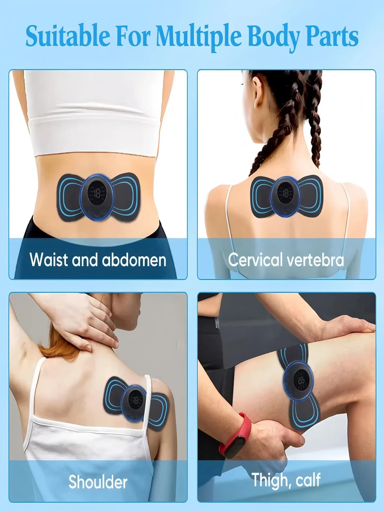 2026 Elettrico EMS Collo Massaggiatore Mini Cervicale Indietro Patch Stimolatore Massaggiatore Zerbino Portatile Gel Pad Adesivi Sottile Ricaricabile