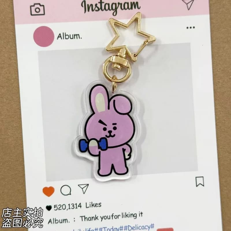 Set di Portachiavi e Collana con Ciondolo a Stella Cartoon BT21 K-POP COOKY KOALA RJ 2026 - Souvenir Idol Carini e Delicati