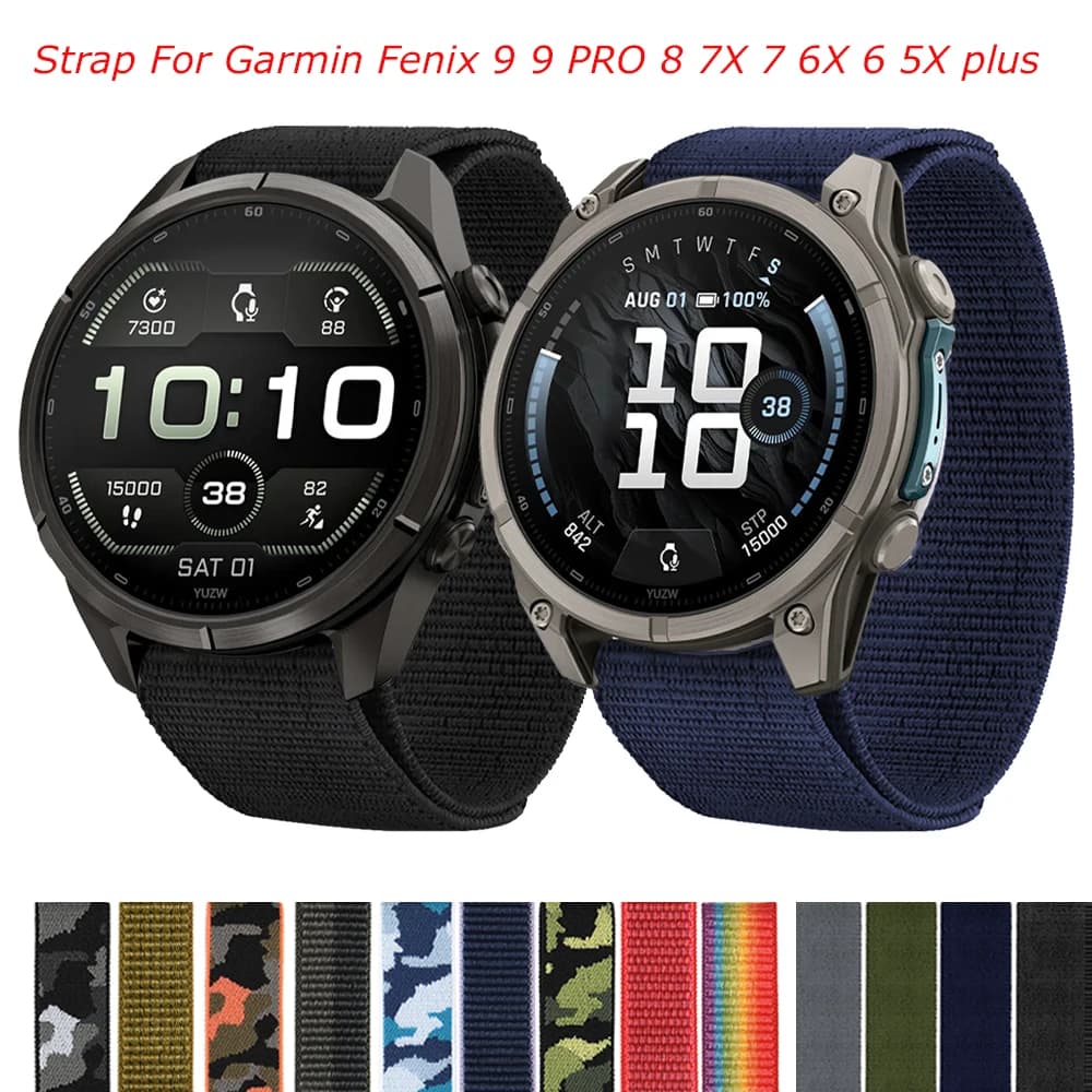 QuickFit 26mm 22mm Nylon Strap For Garmin Fenix 9Pro Solar 51mm 47mm Fenix 8 7 7X Pro 6 6X Watch Band Tactix 8/Enduro 3 Bracelet