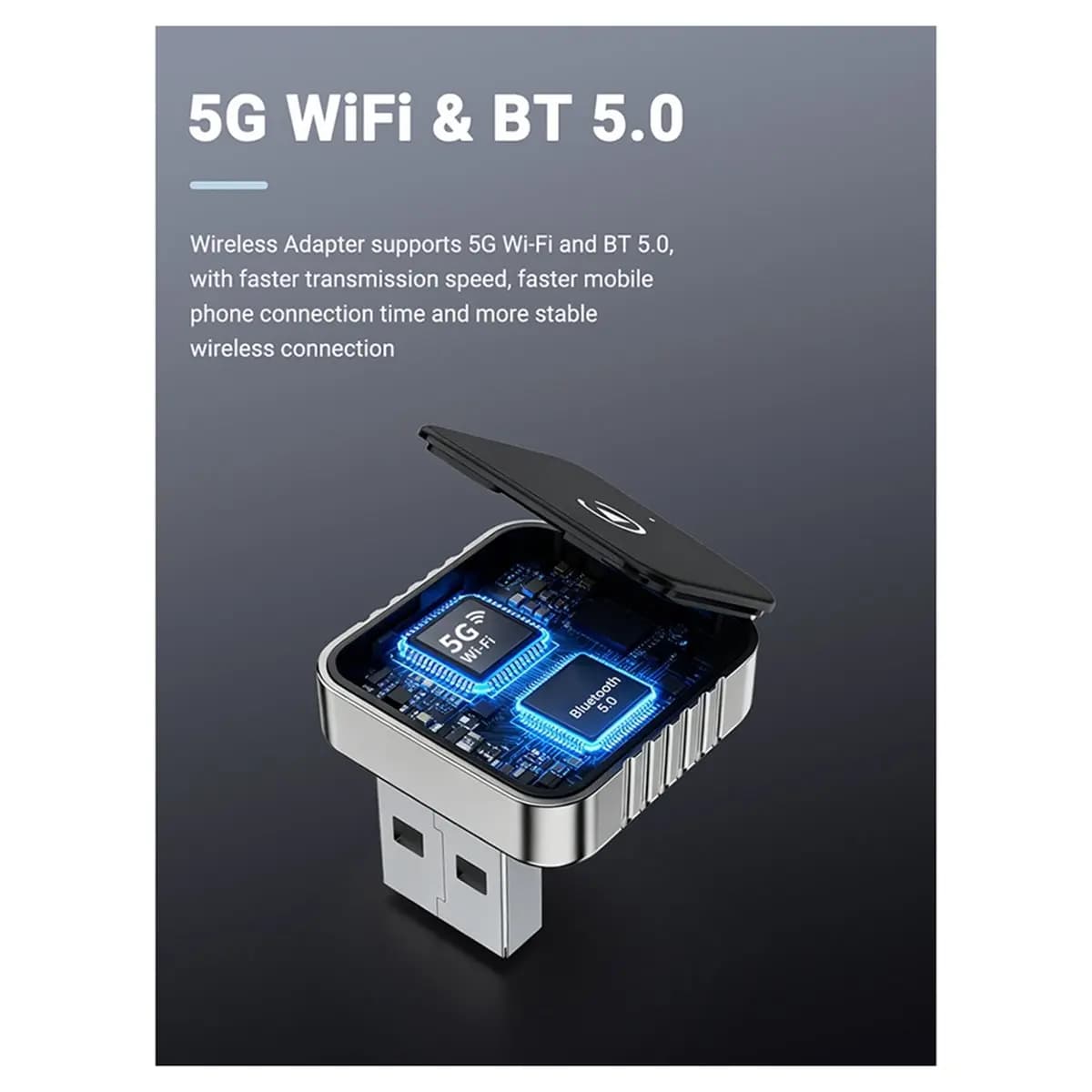 2 in1 wireless wired carplay for Android Auto adapter for USB stereo Bluetooth Smart Box Plug and Play Silver