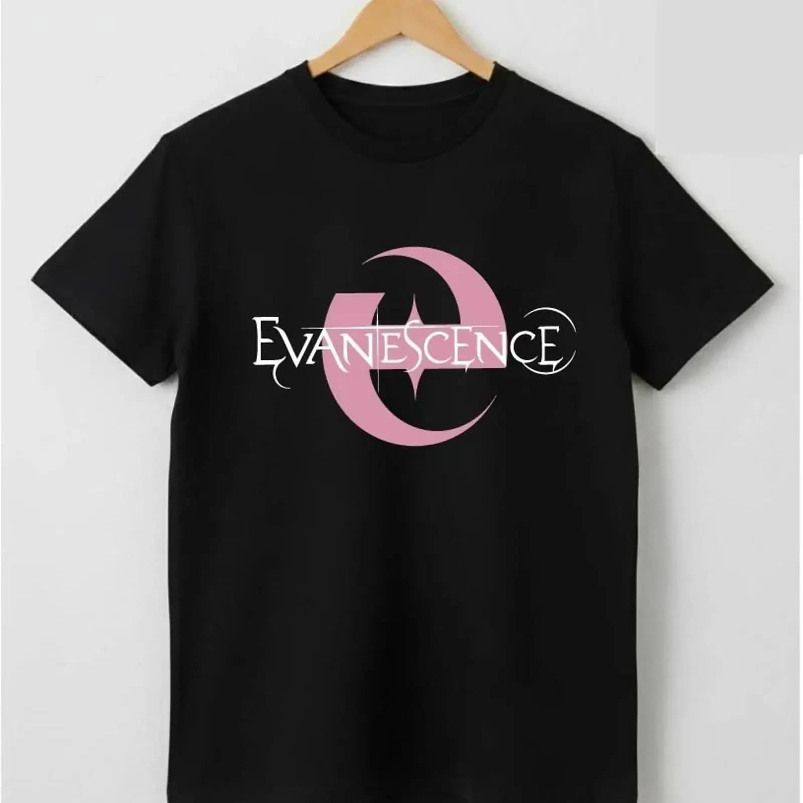 T-shirt Evanescence Y2K Grunge Emo Goth Aesthetic Nu Metal Band in cotone nero vintage lavato, abbigliamento firmato versatile