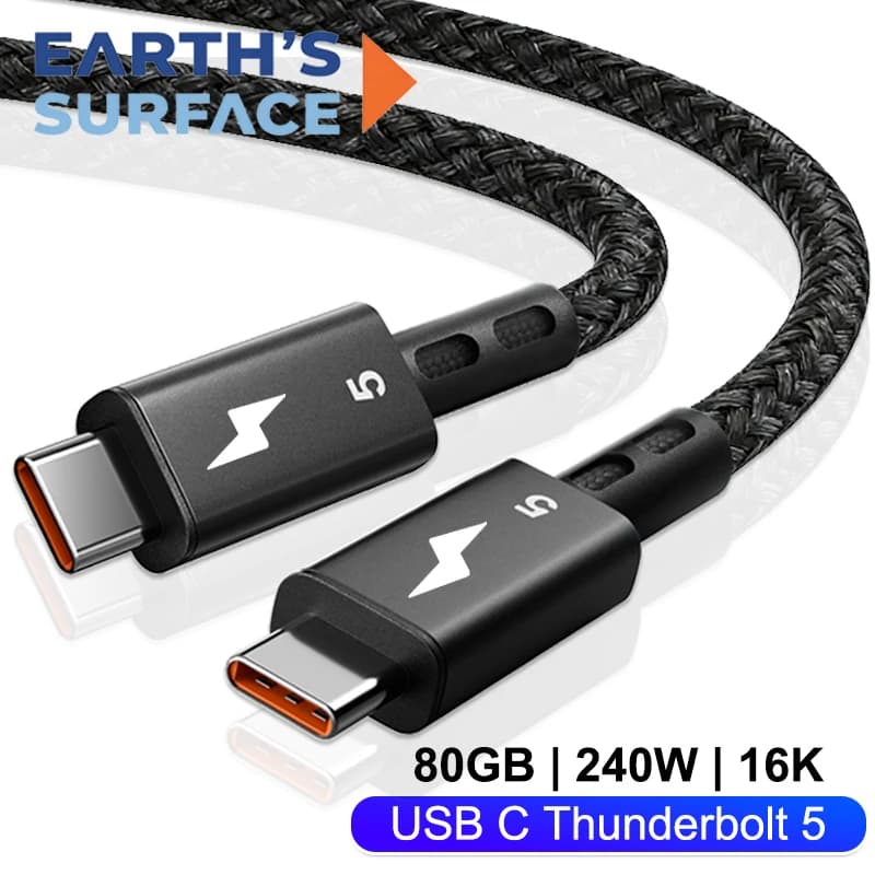 120Gbps Thunderbolt 5 Data Cable PD 240W 16K Fast Charging USB C Cable for Thunderbolt5 USB5 Full-Featured Transmission Cord