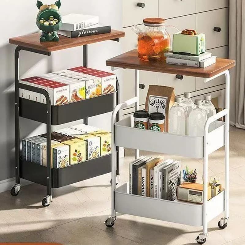 Trolley Storage Rack Mobile Kitchen Organizer Cart With Wheels Storage Shelf Simple Coffee Table Bedroom Snacks Storage Rack