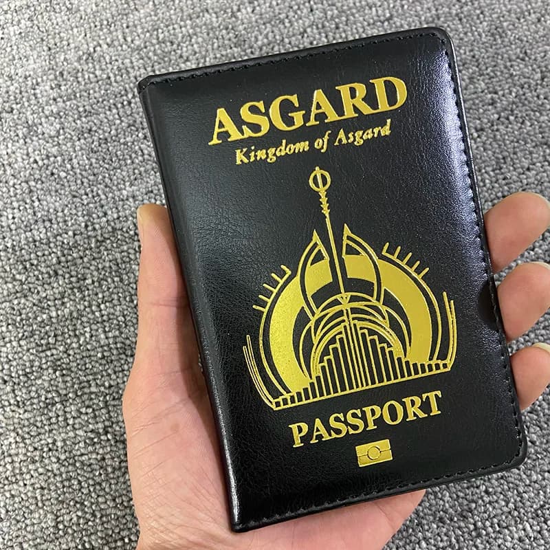 Asgard Mitologia norrena Custodia per passaporto Custodia per passaporto Vikings Portafoglio da viaggio in pelle Pu Trasporto di goccia