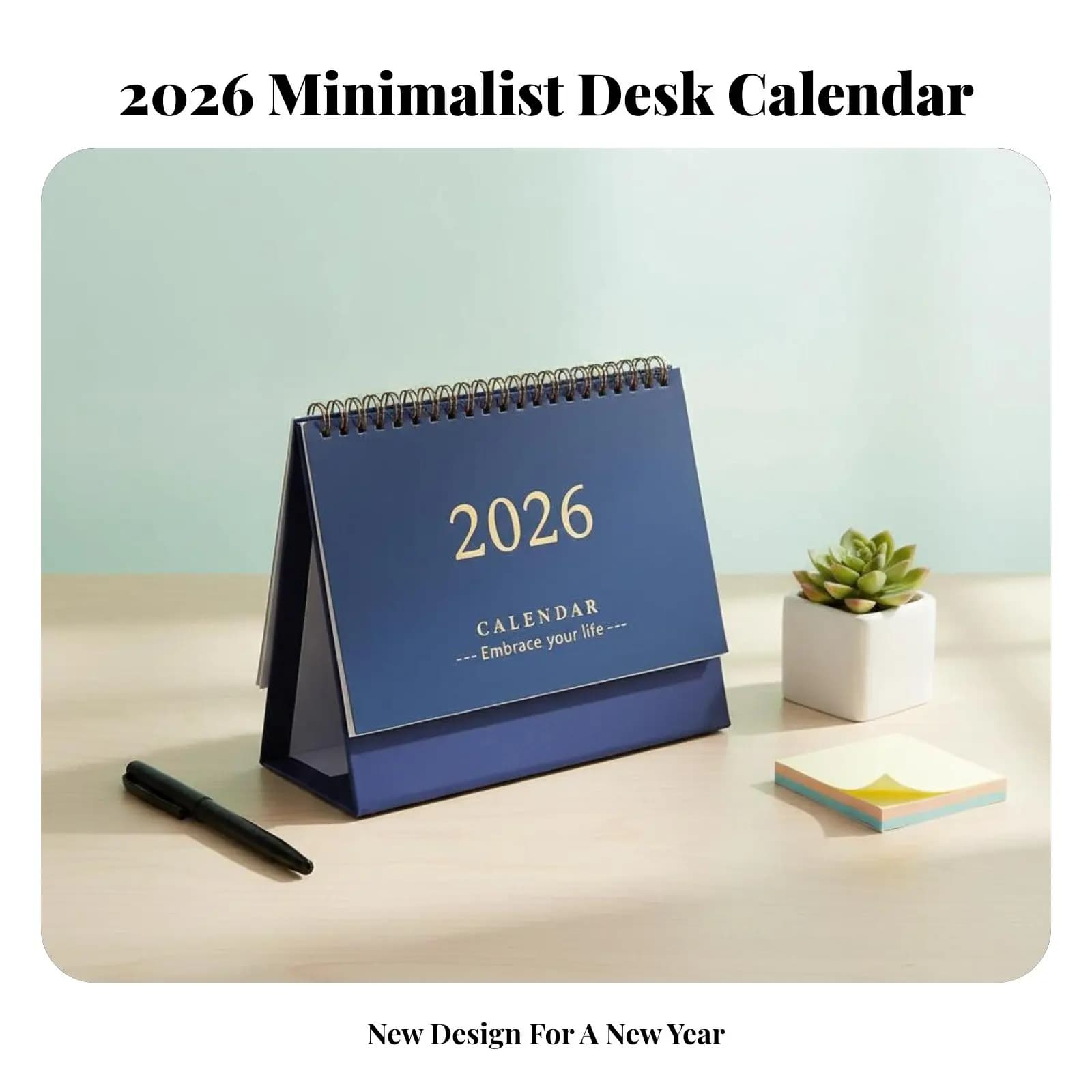 Calendario 2026, Decorazione Minimalista da Scrivania, Agenda Creativa in Inglese, Quaderno per Obiettivi Mensili
