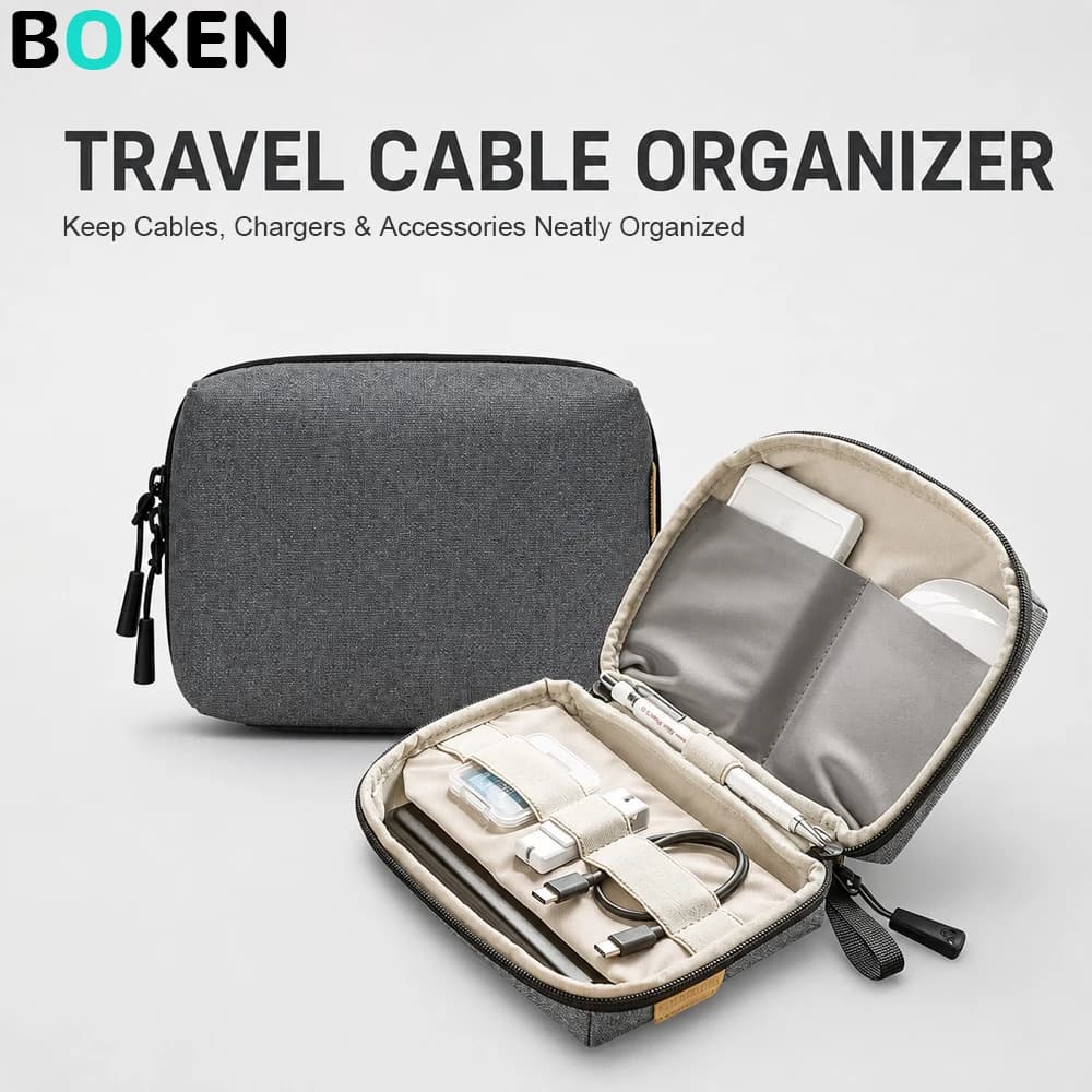 Large Capacity Tech Organizer Bag Travel Electronics Accessories Case for Charger Cable Power Bank USB Drive Mouse Storage Pouch