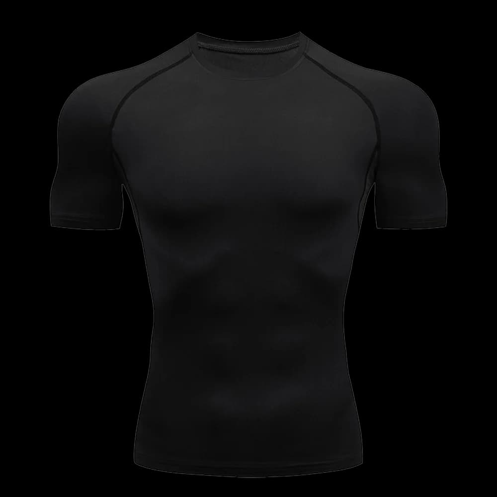 Men's Solid Color Short Sleeved T-shirt Compressed Quick Drying Breathable Training Suit Fitness Jujitsu Rashguard Top Gym Sport