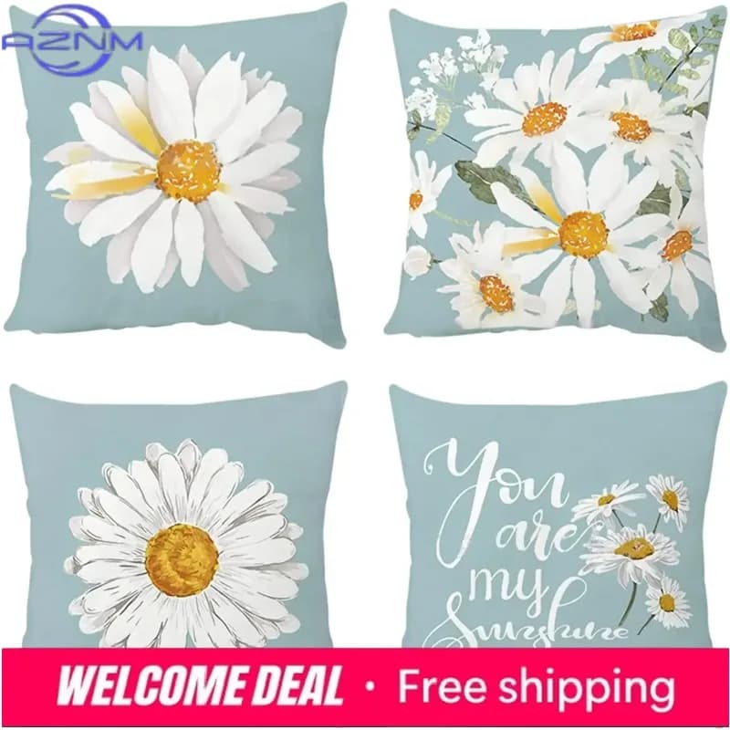 Fodera per cuscino in lino Daisy, federa decorativa autunnale per divano, letto, giardino, esterno, decorazioni per la casa, federe decorative 40x40 50x50