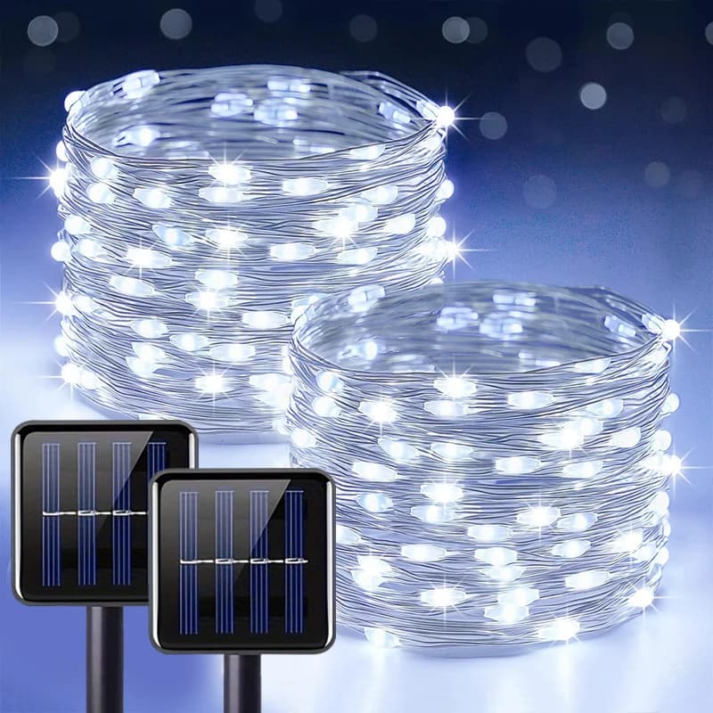 Luci a stringa solari a LED per esterni Decorazioni natalizie per matrimoni Lucine solari da giardino impermeabili per alberi stradali nel patio Balcone