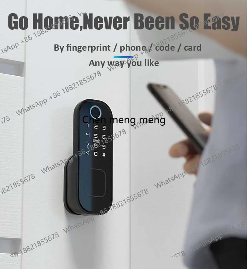 Serratura per Porta con Impronta Digitale, Bluetooth, App TT Lock, Password, Smart Card 13.56mhz IC, Compatibile con Gateway Wifi Alexa T03